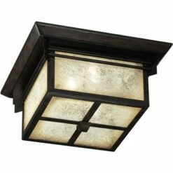 Franklin Iron Works Mission Outdoor Ceiling Light Fixture Walnut Bronze 15" Frosted Cream Glass Damp Rated for Exterior House -Outdoor Lighting Sales Shop unnamed file 276
