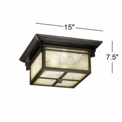 Franklin Iron Works Mission Outdoor Ceiling Light Fixture Walnut Bronze 15" Frosted Cream Glass Damp Rated for Exterior House -Outdoor Lighting Sales Shop unnamed file 277