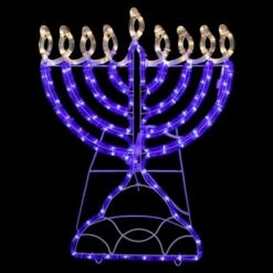Northlight 23" LED Rope Light Commercial Hanukkah Menorah - Clear/Blue