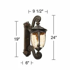 John Timberland Outdoor Wall Light Fixture Bronze Scroll 24" Champagne Hammered Glass for Exterior House Porch Patio -Outdoor Lighting Sales Shop unnamed file 2890