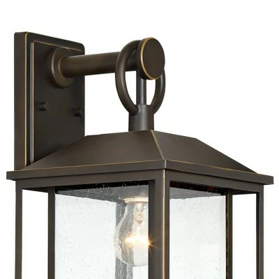 John Timberland Mission Outdoor Wall Light Fixture Bronze 18" Textured Glass for Exterior House Porch Patio Deck 4 John Timberland Mission Outdoor Wall Light Fixture Bronze 18" Textured Glass for Exterior House Porch Patio Deck - Image 2
