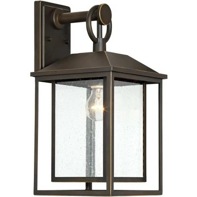 John Timberland Mission Outdoor Wall Light Fixture Bronze 18" Textured Glass for Exterior House Porch Patio Deck 6 John Timberland Mission Outdoor Wall Light Fixture Bronze 18" Textured Glass for Exterior House Porch Patio Deck - Image 4