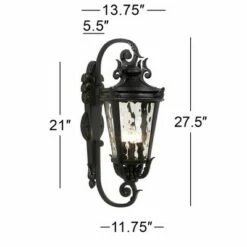 John Timberland Mediterranean Outdoor Wall Light Fixture Textured Black Scroll 27 1/2" Clear Hammered Glass for Porch Patio House -Outdoor Lighting Sales Shop unnamed file 2917