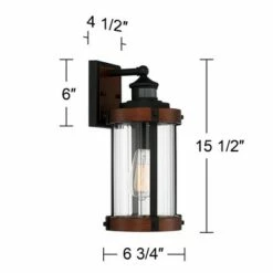 John Timberland Industrial Outdoor Wall Light Fixture Dark Wood Finish Black 15 1/2" Motion Sensor Clear Glass for Exterior House Porch -Outdoor Lighting Sales Shop unnamed file 2924