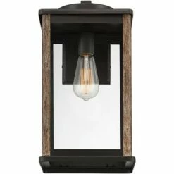 John Timberland Farmhouse Rustic Outdoor Wall Light Fixture Dark Bronze Wood Finish Grain 17" Glass Exterior House Porch Patio Outside -Outdoor Lighting Sales Shop unnamed file 2934