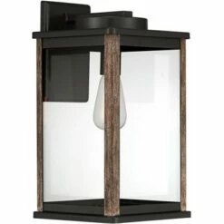 John Timberland Farmhouse Rustic Outdoor Wall Light Fixture Dark Bronze Wood Finish Grain 17" Glass Exterior House Porch Patio Outside -Outdoor Lighting Sales Shop unnamed file 2935