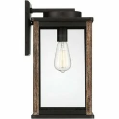 John Timberland Farmhouse Rustic Outdoor Wall Light Fixture Dark Bronze Wood Finish Grain 17" Glass Exterior House Porch Patio Outside -Outdoor Lighting Sales Shop unnamed file 2936