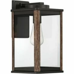 John Timberland Modern Farmhouse Outdoor Wall Light Fixture Dark Bronze Wood Finish Grain 14 1/4" Clear Glass Panels Exterior House Porch -Outdoor Lighting Sales Shop unnamed file 2941