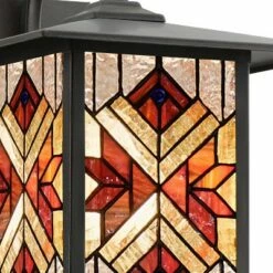 11.75" Stained Glass 1-Light Tiffany Style Bronze Outdoor Lantern Wall Sconce - River of Goods -Outdoor Lighting Sales Shop unnamed file 2968