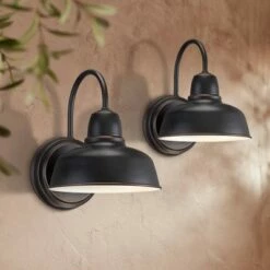 John Timberland Industrial Outdoor Wall Light Fixtures Set of 2 Oil-Rubbed Bronze 11 1/4" Exterior House Porch Patio Outside Home