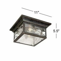 Franklin Iron Works Country Cottage Outdoor Ceiling Light French Bronze Leaf and Vine Motif 11" Clear Seedy Glass for Patio Porch -Outdoor Lighting Sales Shop unnamed file 300