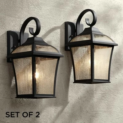 John Timberland Traditional Outdoor Wall Lights Fixture Set of 2 Carriage Style Textured Black 15" Clear Seedy Glass for House 3 John Timberland Traditional Outdoor Wall Lights Fixture Set of 2 Carriage Style Textured Black 15" Clear Seedy Glass for House
