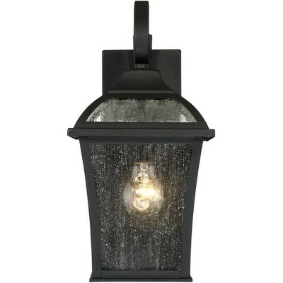 John Timberland Traditional Outdoor Wall Lights Fixture Set of 2 Carriage Style Textured Black 15" Clear Seedy Glass for House 6 John Timberland Traditional Outdoor Wall Lights Fixture Set of 2 Carriage Style Textured Black 15" Clear Seedy Glass for House - Image 4