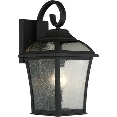 John Timberland Traditional Outdoor Wall Lights Fixture Set of 2 Carriage Style Textured Black 15" Clear Seedy Glass for House 7 John Timberland Traditional Outdoor Wall Lights Fixture Set of 2 Carriage Style Textured Black 15" Clear Seedy Glass for House - Image 5