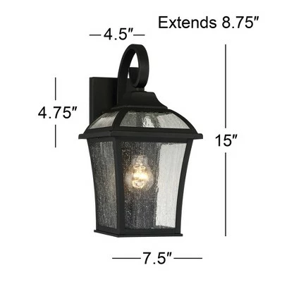 John Timberland Traditional Outdoor Wall Lights Fixture Set of 2 Carriage Style Textured Black 15" Clear Seedy Glass for House 9 John Timberland Traditional Outdoor Wall Lights Fixture Set of 2 Carriage Style Textured Black 15" Clear Seedy Glass for House - Image 7