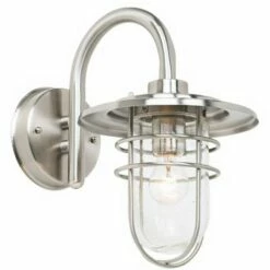 John Timberland Industrial Outdoor Wall Light Fixture Brushed Nickel 12 3/4" Caged Seeded Glass for House Porch Patio Barn -Outdoor Lighting Sales Shop unnamed file 3051