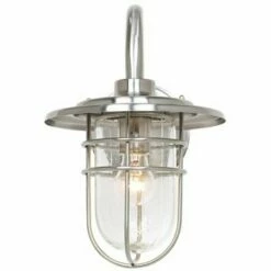 John Timberland Industrial Outdoor Wall Light Fixture Brushed Nickel 12 3/4" Caged Seeded Glass for House Porch Patio Barn -Outdoor Lighting Sales Shop unnamed file 3053