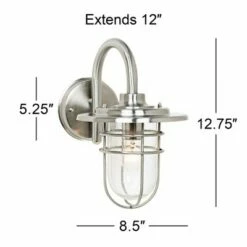 John Timberland Industrial Outdoor Wall Light Fixture Brushed Nickel 12 3/4" Caged Seeded Glass for House Porch Patio Barn -Outdoor Lighting Sales Shop unnamed file 3054