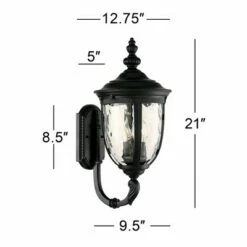 John Timberland Outdoor Wall Light Fixture Textured Black Upbridge Arm 21" Clear Hammered Glass for Exterior Porch Patio -Outdoor Lighting Sales Shop unnamed file 3062