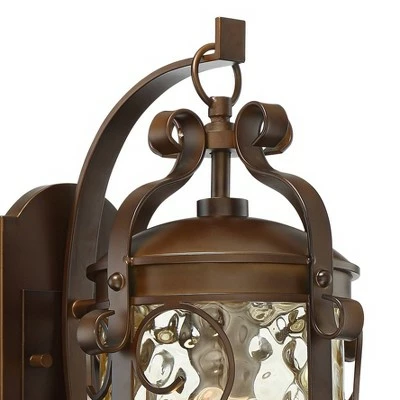 John Timberland Traditional Outdoor Wall Light Fixture Oil Rubbed Bronze Scroll 17 1/2" Amber Hammered Glass for House Porch Patio 4 John Timberland Traditional Outdoor Wall Light Fixture Oil Rubbed Bronze Scroll 17 1/2" Amber Hammered Glass for House Porch Patio - Image 2