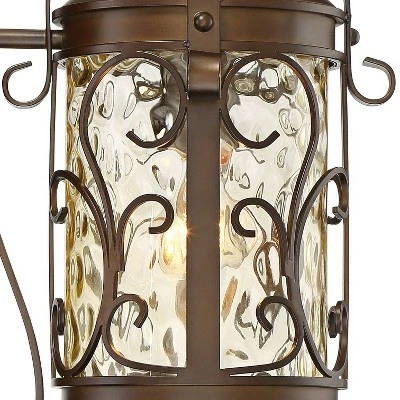 John Timberland Traditional Outdoor Wall Light Fixture Oil Rubbed Bronze Scroll 17 1/2" Amber Hammered Glass for House Porch Patio 5 John Timberland Traditional Outdoor Wall Light Fixture Oil Rubbed Bronze Scroll 17 1/2" Amber Hammered Glass for House Porch Patio - Image 3