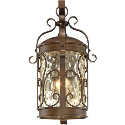 John Timberland Traditional Outdoor Wall Light Fixture Oil Rubbed Bronze Scroll 17 1/2" Amber Hammered Glass for House Porch Patio 6 John Timberland Traditional Outdoor Wall Light Fixture Oil Rubbed Bronze Scroll 17 1/2" Amber Hammered Glass for House Porch Patio - Image 4