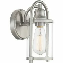 John Timberland Farmhouse Outdoor Lantern Wall Light Fixture Brushed Nickel 10 1/4" Clear Glass Damp Rated for Exterior House -Outdoor Lighting Sales Shop unnamed file 3088