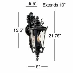 John Timberland Traditional Outdoor Wall Light Fixture Textured Black French 21 3/4" Clear Hammered Glass for Exterior House Porch -Outdoor Lighting Sales Shop unnamed file 3096