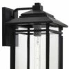 John Timberland Mission Outdoor Wall Light Fixture Matte Black Metal 19" Clear Glass Shade Exterior House Porch Patio Deck Home