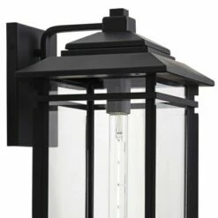 John Timberland Mission Outdoor Wall Light Fixture Matte Black Metal 19" Clear Glass Shade Exterior House Porch Patio Deck Home