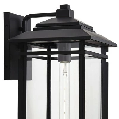 John Timberland Mission Outdoor Wall Light Fixture Matte Black Metal 19" Clear Glass Shade Exterior House Porch Patio Deck Home 3 John Timberland Mission Outdoor Wall Light Fixture Matte Black Metal 19" Clear Glass Shade Exterior House Porch Patio Deck Home