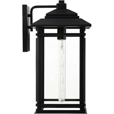 John Timberland Mission Outdoor Wall Light Fixture Matte Black Metal 19" Clear Glass Shade Exterior House Porch Patio Deck Home 7 John Timberland Mission Outdoor Wall Light Fixture Matte Black Metal 19" Clear Glass Shade Exterior House Porch Patio Deck Home - Image 5