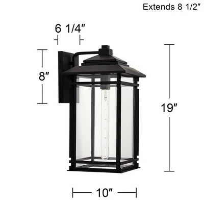 John Timberland Mission Outdoor Wall Light Fixture Matte Black Metal 19" Clear Glass Shade Exterior House Porch Patio Deck Home 8 John Timberland Mission Outdoor Wall Light Fixture Matte Black Metal 19" Clear Glass Shade Exterior House Porch Patio Deck Home - Image 6
