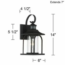 John Timberland Mission Outdoor Wall Light Fixture Textured Black 14 1/4" Clear Glass Motion Sensor for Exterior House Porch Patio -Outdoor Lighting Sales Shop unnamed file 3184