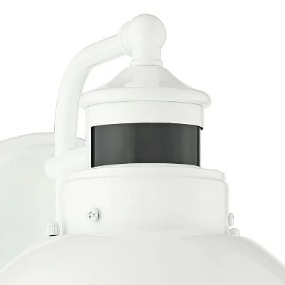 John Timberland Farmhouse Outdoor Barn Light Wall Fixture White 9" Clear Seedy Glass Dusk to Dawn Motion Sensor for House Porch Patio 4 John Timberland Farmhouse Outdoor Barn Light Wall Fixture White 9" Clear Seedy Glass Dusk to Dawn Motion Sensor for House Porch Patio - Image 2