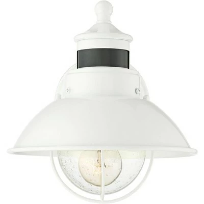 John Timberland Farmhouse Outdoor Barn Light Wall Fixture White 9" Clear Seedy Glass Dusk to Dawn Motion Sensor for House Porch Patio 6 John Timberland Farmhouse Outdoor Barn Light Wall Fixture White 9" Clear Seedy Glass Dusk to Dawn Motion Sensor for House Porch Patio - Image 4