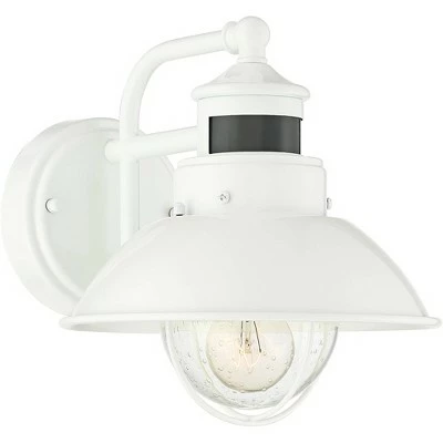 John Timberland Farmhouse Outdoor Barn Light Wall Fixture White 9" Clear Seedy Glass Dusk to Dawn Motion Sensor for House Porch Patio 7 John Timberland Farmhouse Outdoor Barn Light Wall Fixture White 9" Clear Seedy Glass Dusk to Dawn Motion Sensor for House Porch Patio - Image 5