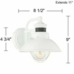 John Timberland Farmhouse Outdoor Barn Light Wall Fixture White 9" Clear Seedy Glass Dusk to Dawn Motion Sensor for House Porch Patio 15 John Timberland Farmhouse Outdoor Barn Light Wall Fixture White 9" Clear Seedy Glass Dusk to Dawn Motion Sensor for House Porch Patio -Outdoor Lighting Sales Shop unnamed file 3198
