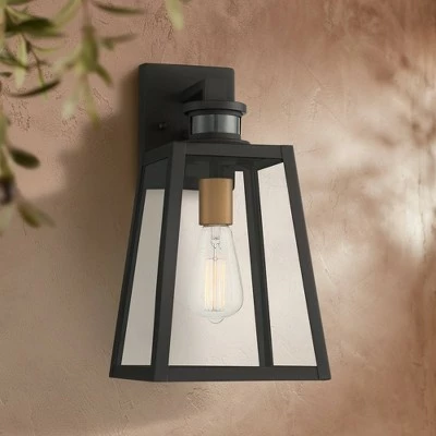 John Timberland Industrial Outdoor Wall Light Fixture Black 14 3/4" Clear Glass Dusk To Dawn Motion Sensor Exterior Porch Patio 3 John Timberland Industrial Outdoor Wall Light Fixture Black 14 3/4" Clear Glass Dusk To Dawn Motion Sensor Exterior Porch Patio