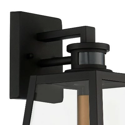 John Timberland Industrial Outdoor Wall Light Fixture Black 14 3/4" Clear Glass Dusk To Dawn Motion Sensor Exterior Porch Patio 4 John Timberland Industrial Outdoor Wall Light Fixture Black 14 3/4" Clear Glass Dusk To Dawn Motion Sensor Exterior Porch Patio - Image 2