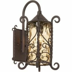 John Timberland Rustic Outdoor Wall Light Fixture Dark Walnut Iron Twists 18 1/2" Champagne Hammered Glass for Exterior House Deck -Outdoor Lighting Sales Shop unnamed file 3226