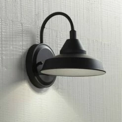John Timberland Farmhouse Outdoor Barn Light Fixture LED Black Metal 8 1/2" Dark Sky for Exterior House Porch Patio Deck