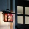 11.75" Stained Glass 1-Light Geometric Bronze Outdoor Lantern Wall Sconce - River of Goods -Outdoor Lighting Sales Shop unnamed file 3252