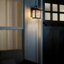 11.75" 1-Light Geometric Outdoor Wall Lantern Sconce Oil Rubbed Bronze - River of Goods -Outdoor Lighting Sales Shop unnamed file 3280