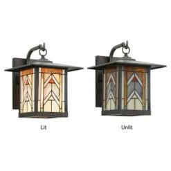 11.75" 1-Light Geometric Outdoor Wall Lantern Sconce Oil Rubbed Bronze - River of Goods -Outdoor Lighting Sales Shop unnamed file 3281