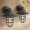 John Timberland Industrial Farmhouse Outdoor Barn Light Wall Fixtures Set of 2 Bronze 13 1/4" Metal Cage Clear Glass for Exterior House -Outdoor Lighting Sales Shop unnamed file 3299
