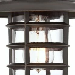 John Timberland Industrial Farmhouse Outdoor Barn Light Wall Fixtures Set of 2 Bronze 13 1/4" Metal Cage Clear Glass for Exterior House -Outdoor Lighting Sales Shop unnamed file 3300