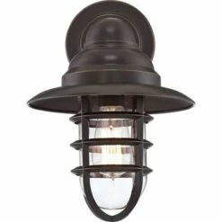 John Timberland Industrial Farmhouse Outdoor Barn Light Wall Fixtures Set of 2 Bronze 13 1/4" Metal Cage Clear Glass for Exterior House -Outdoor Lighting Sales Shop unnamed file 3303
