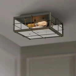 John Timberland Modern Outdoor Ceiling Light Fixture Black 2-Light 5 1/2" Clear Glass for Exterior House Porch Patio Outside Deck