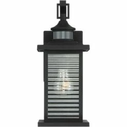 John Timberland Mission Outdoor Wall Light Fixture Textured Black 13 3/4" Clear Stripped Glass Motion Security Sensor for Porch Entryway -Outdoor Lighting Sales Shop unnamed file 3345